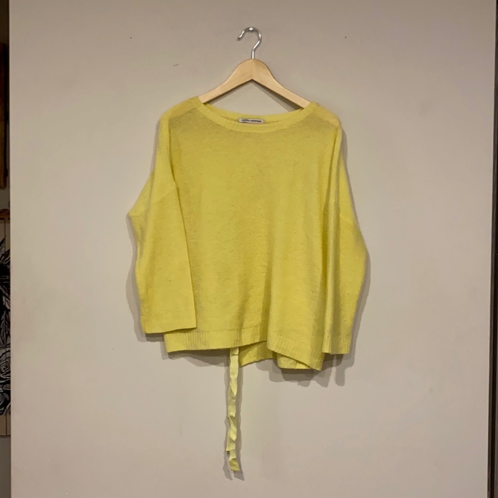 Autumn Cashmere Yellow Pullover Sweater with Tie Back Detail